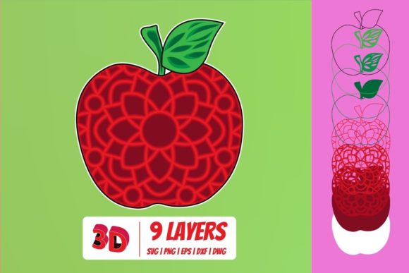 3D Apple SVG Cut File for Laser Cutting and Wall Decor
