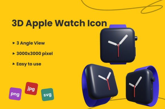 3D Apple Watch Icon Graphics for Decorative Elements
