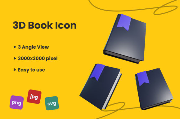 3D Book Icon Graphics for Decorative Elements