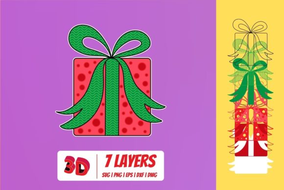 3D Christmas Gift 1 SVG Cut File for Laser Cutting & Winter Amp