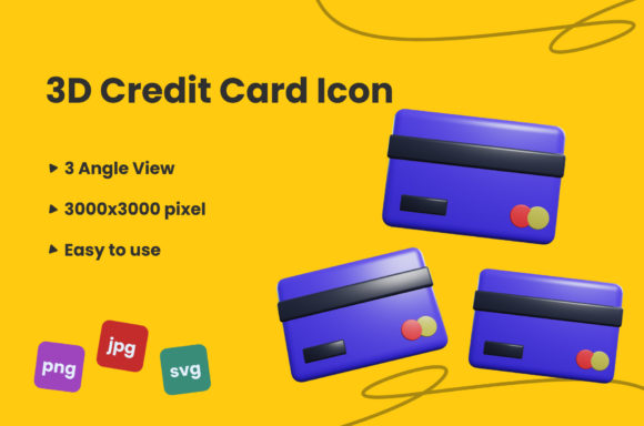 3D Credit Card Icon Graphics for Decorative Elements