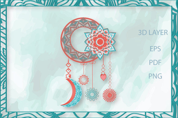 3d Dreamcatcher with Moon SVG Layer 7 for Graphics and Crafts