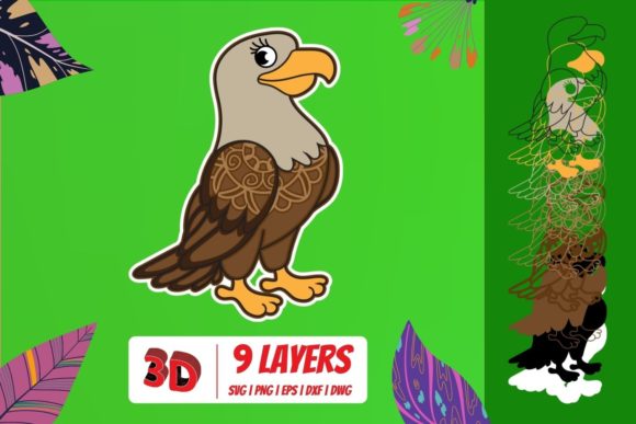 3D Eagle SVG Cut File for Laser Cutting and Wall Decor