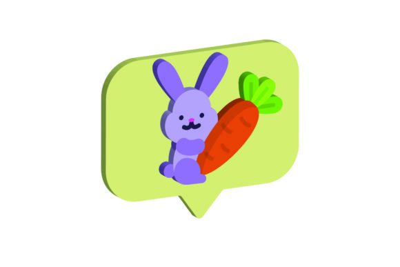 3D Easter Icon Rabbit Holding Carrots Graphics Freebies