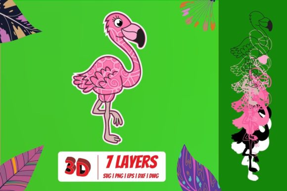 3D Flamingo SVG Cut File for Laser Cutting and Wall Decor