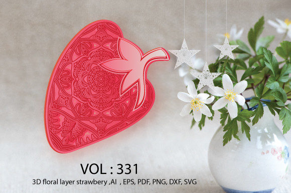 3d Floral Strawberry 9 Layer Mandala Art for Graphics and Crafts