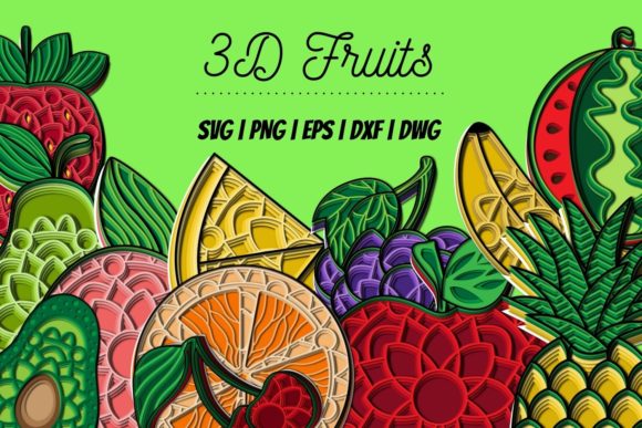 3D Fruits SVG Bundle for Laser Cutting Wall Decor