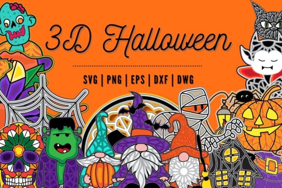 3D Halloween SVG Bundle for Laser Cutting and Autumn Amp