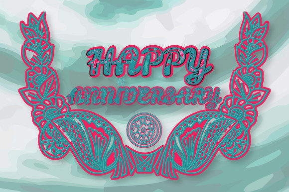 3D Happy Anniversary Floral Layer Art2 for Graphics and Crafts