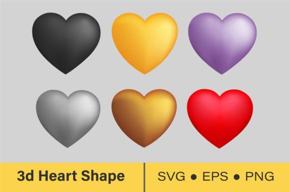 3D Heart Shape, SVG, EPS, PNG for Graphics and Crafts