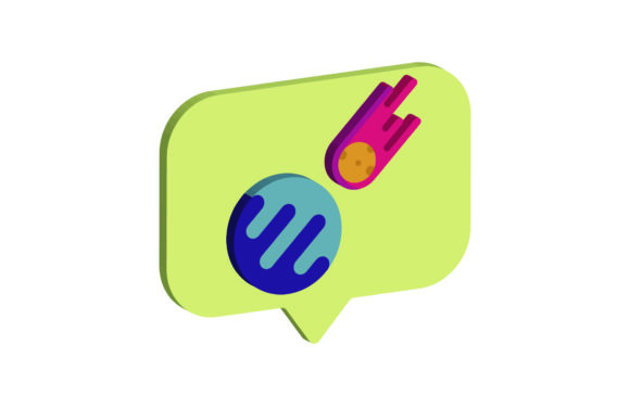 3D Icon Space Meteor and Planet for Graphics & Illustrations