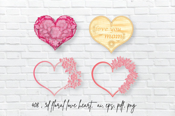 3D Layer Valentine Heart Bundle for Graphics and Crafts