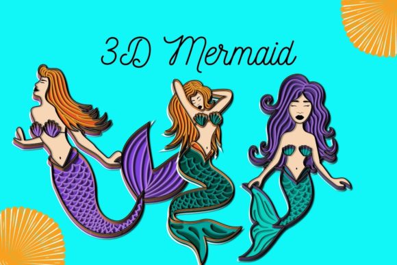 3D Mermaids SVG Bundle: Laser Cutting Wall Decor for Brands