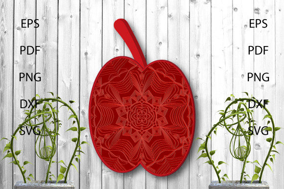 3D Moms Decorative Layer Apple Art SVG for Graphics and Crafts