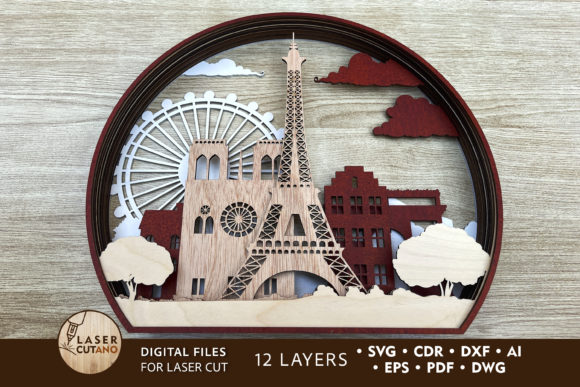 3D Multilayer Paris Laser Cut Files for Ornaments