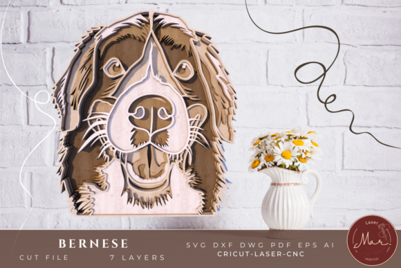 3D Multilayered Bernese SVG for Laser Cutting and Wall Decor