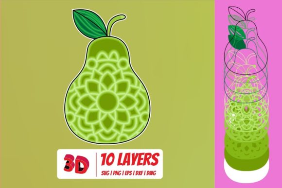 3D Pear SVG Cut File
