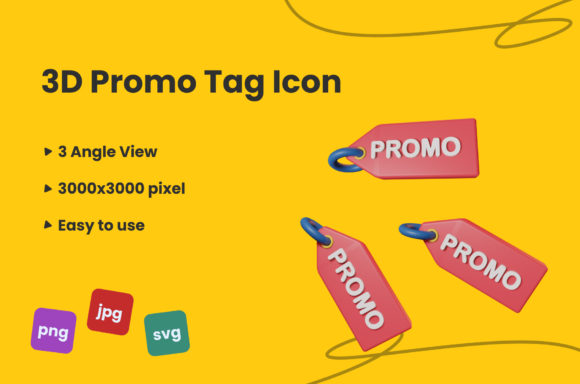 3D Promo Tag Icon Graphics for Decorative Elements