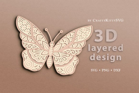 Butterfly 3D Laser Cut Template for Wall Decor