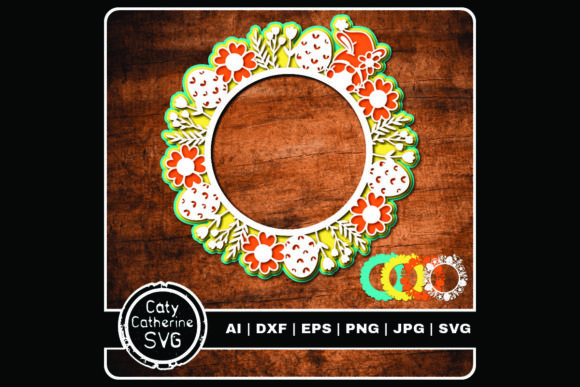 Easter Round Circle Frame 3D for Graphics and Crafts
