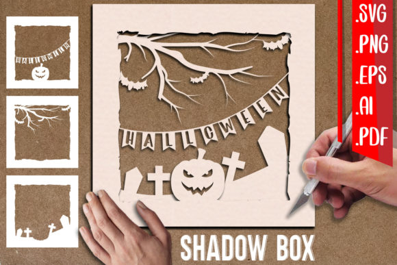 Halloween Shadow Box 3D - Papercut Graphics for Crafts