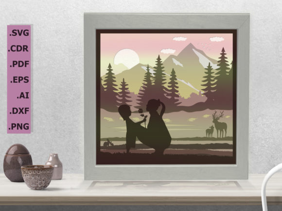 I Love You Mom V4 3D Shadow Box for Laser Cutting and Web