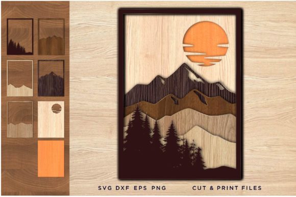 Laser Cut Files, Layered Landscape 3d for Wall Decor