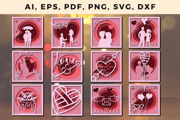 Multi Layer Valentine s Design SVG File Bundle for Laser Cutting