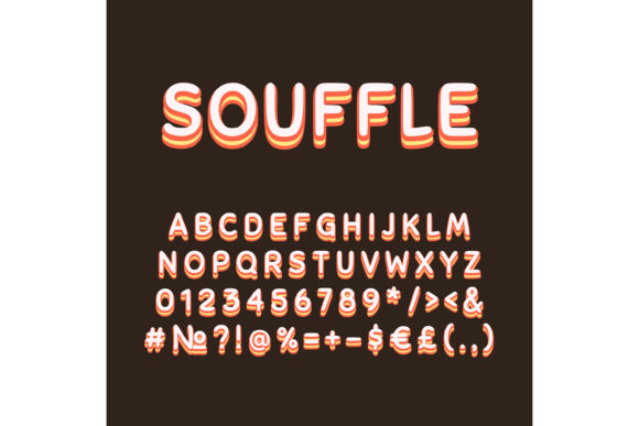 Souffle Vintage 3d Vector Alphabet Set for Graphics and Print Templates