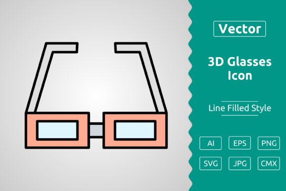Vector 3D Glasses Filled Outline Icon for Modern Graphics and Icons